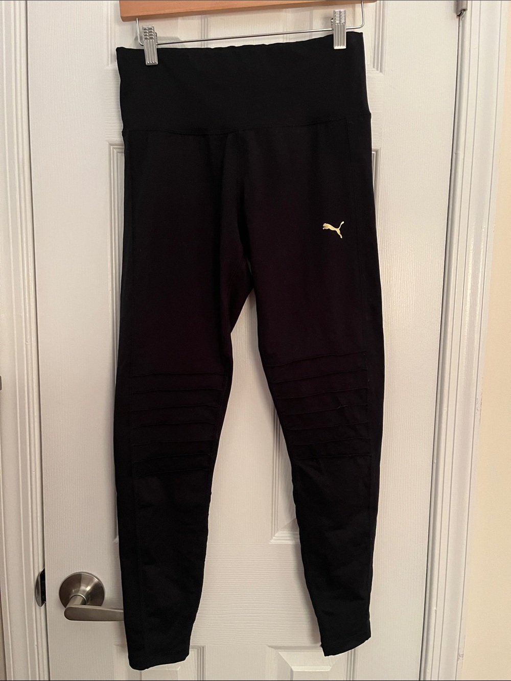 Puma Black Leggings with Gold Puma Logo